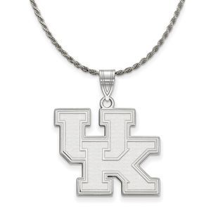 Sterling Silver U. of Kentucky Large 'UK' Pendant Necklace - 18 Inch